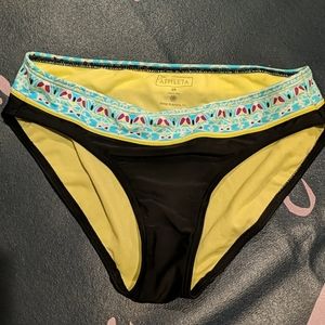 Athleta black bikini bottom w/turquoise waistband
